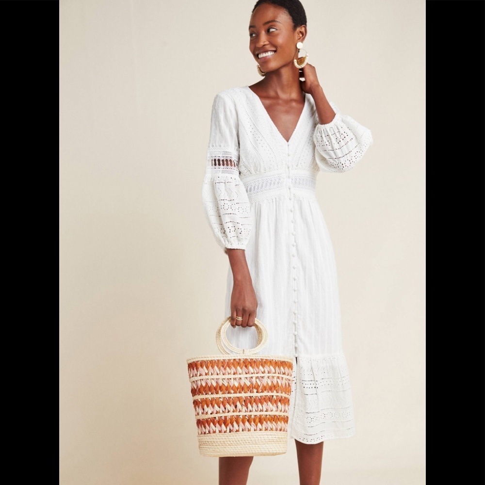 Anthropologie Ebba eyelet midi dress sz 10